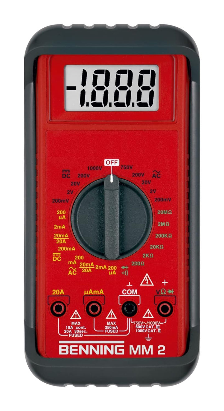 Benning MM 2 Digital-Multimeter (mit digitaler Anzeige, Max. Spannungsmessbereich DC 1000 V, inkl. G