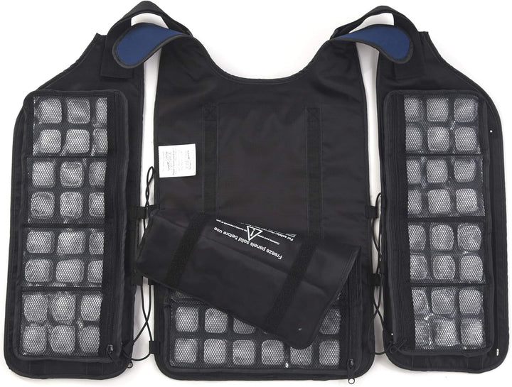 FlexiFreeze Ice Vest – Persönliche Kühlweste für Wärmeregelung, Marineblau Mit Reissverschluss., Mit