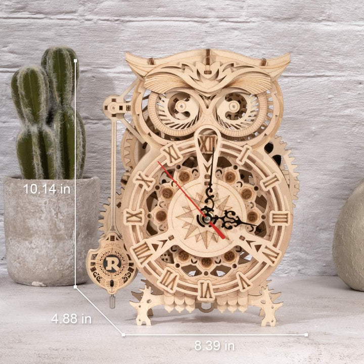 ROKR Owl Uhr Bausatz,3D Holzpuzzle für Erwachsene,Schreibtischdekoration Geschenk für Männer Frauen(