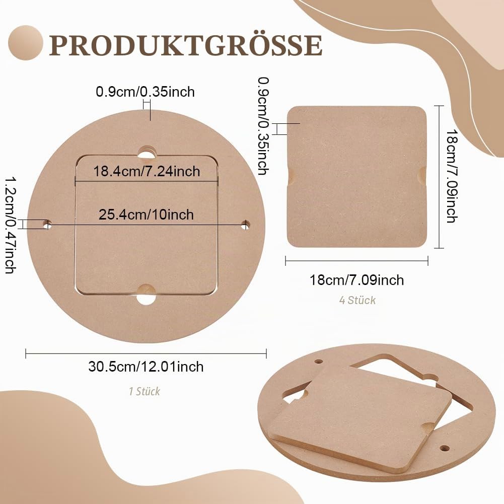 BENECREAT 30cm Durchmesser Töpferscheibenschläger Mit 4 Stück Quadratischen Innenschlägern, Vorgeboh