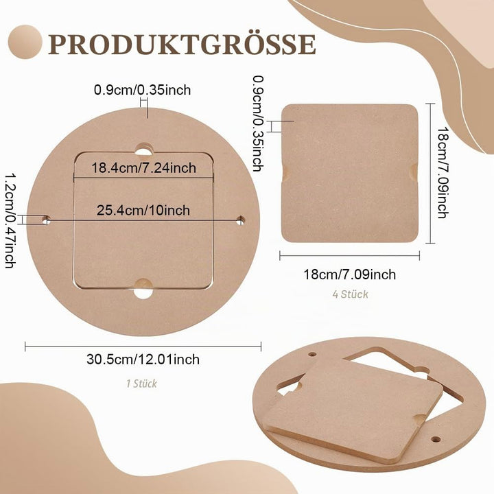 BENECREAT 30cm Durchmesser Töpferscheibenschläger Mit 4 Stück Quadratischen Innenschlägern, Vorgeboh