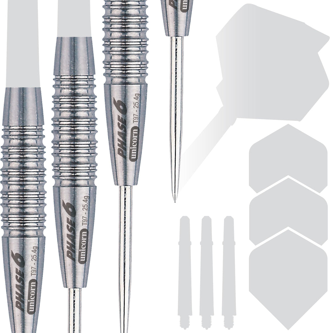 Unicorn Steel Tip Darts Barrels | Evolution Series Phase 1, 2, 3, 5 &amp; 6 | Natural 90%, 95% &amp; 97% Tun