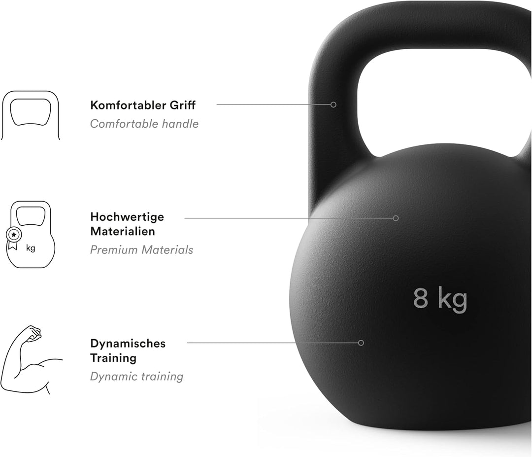 STRYVE Competition Kettlebell 4-16 Kg, hochwertige Kugelhantel aus Gusseisen inkl. Trainingsplan 8 K