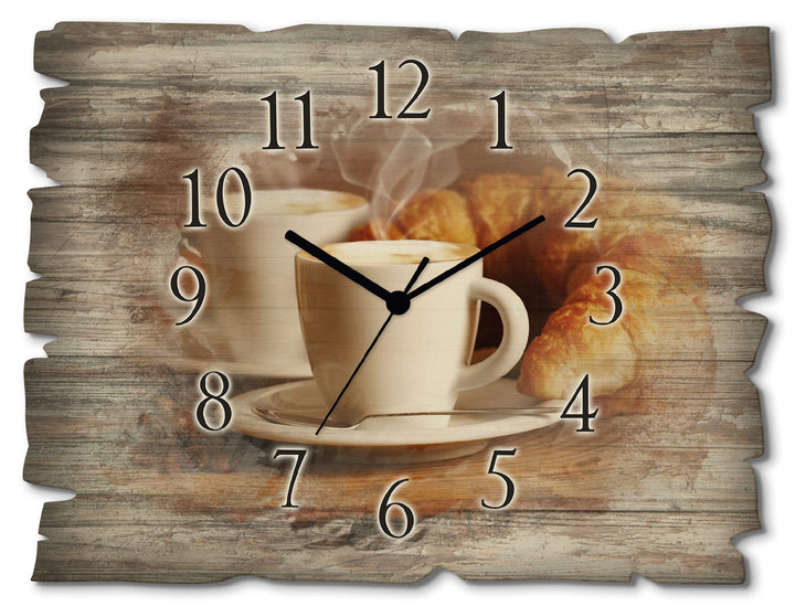 ARTLAND Wanddeko Wanduhr ohne Tickgeräusche aus Holz Quarzuhr 40x30 cm Rechteckig Lautlos Kaffee Cap