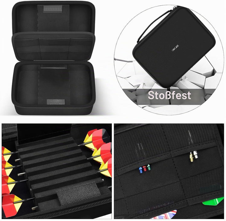 16 Dart Tasche Tragetasche, Schützender Dartcase für Stahl/ Soft Tip Darts, Flüge, Wellen, tragbare