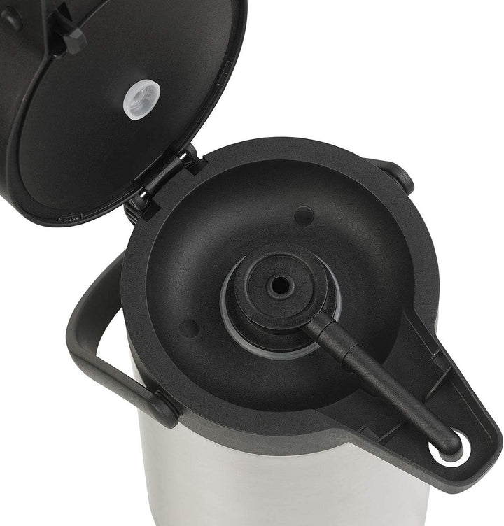 Rosenstein & Söhne Pump Isolierkanne: 2er-Set doppelwandige Vakuum-Isolierkannen mit Pumpsystem, je