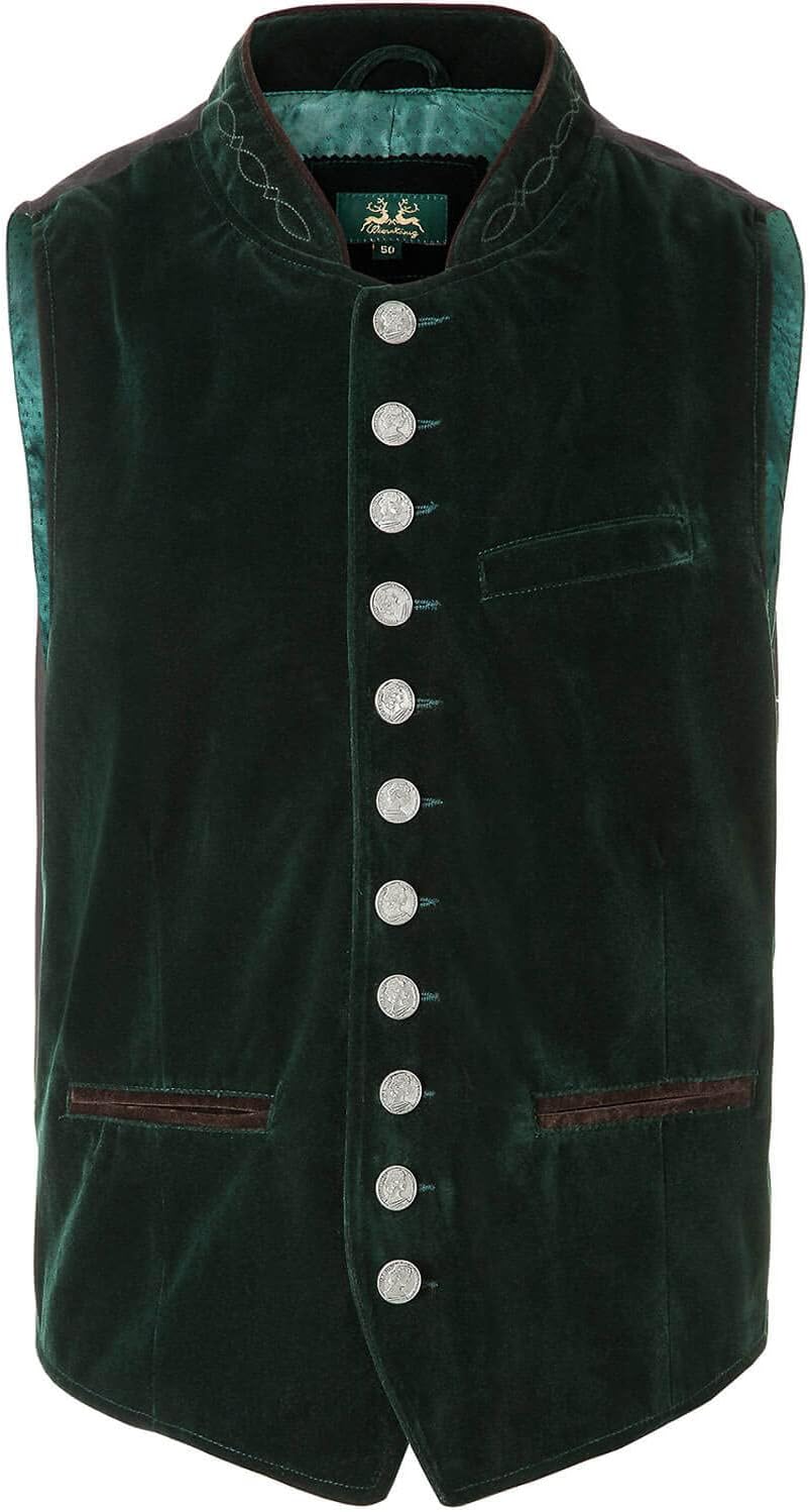Wiesnkönig Herren Samtweste Moritz Premium Trachten Weste | Model Herren Samtweste Moritz Rot Versch