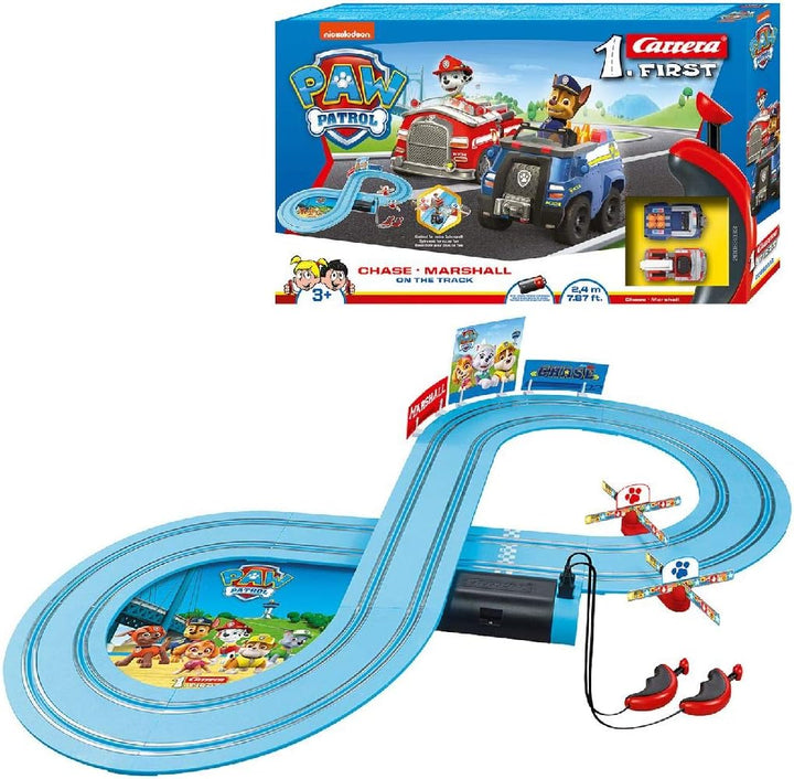Carrera 369-3033 FIRST PAW PATROL On the Track 2,4m Rennstrecken-Set | 2 ferngesteuerte Fahrzeuge mi