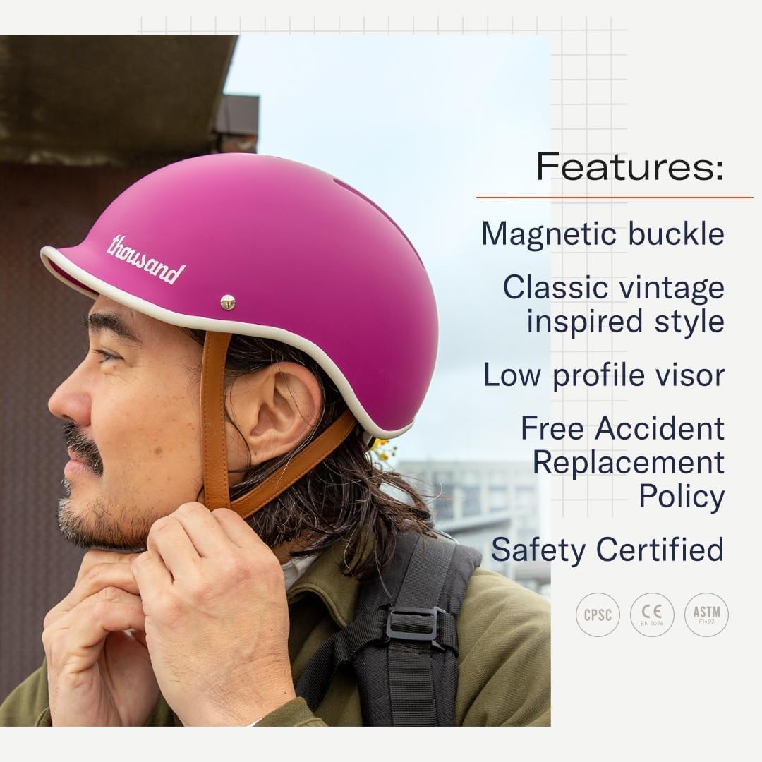 Thousand Heritage Collection Fahrradhelm für Erwachsene, niedriges Profil, Retro, Pendler, Sicherhei