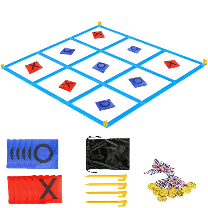 Riesiges Tic Tac Toe 1.2m Outdoor Spielset mit Sitzsäcken – Sackwerfen Spiel für Garten, Strand & Ca