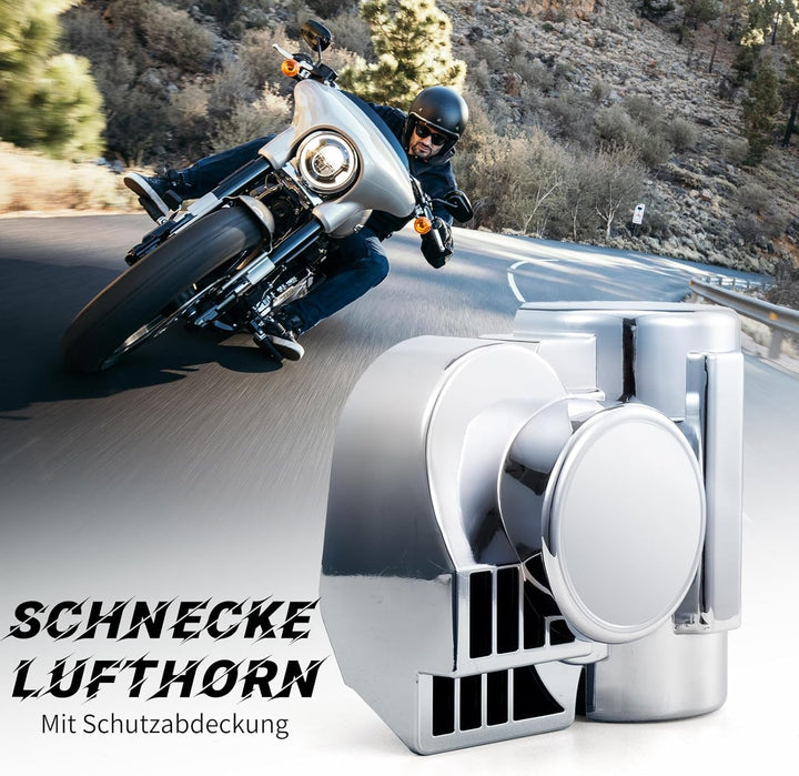 FARBIN 12V Lufthorn Auto Horn Kit Air Horn Laute Luft Hupe Druckluft Hupe Kit für Motorrad LKW Auto