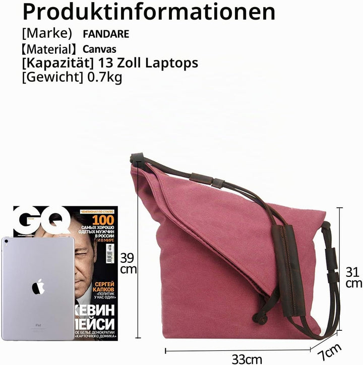 FANDARE Retro Umhängetasche Männer/Frauen 13 Zoll Laptop Business Crossbody Bag Outdoor Reise Campin