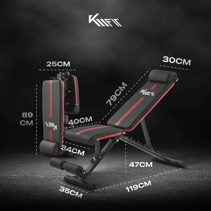 KM Fit klappbare Hantelbank Multifunktion Training Fitness Bank | 6-fach verstellbare Rückenlehne |