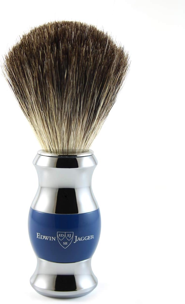 Edwin Jagger Blue Diffusion 36 Serie Rasierset mit Doppelkanten-Rasierhobel und reinem Dachspinsel