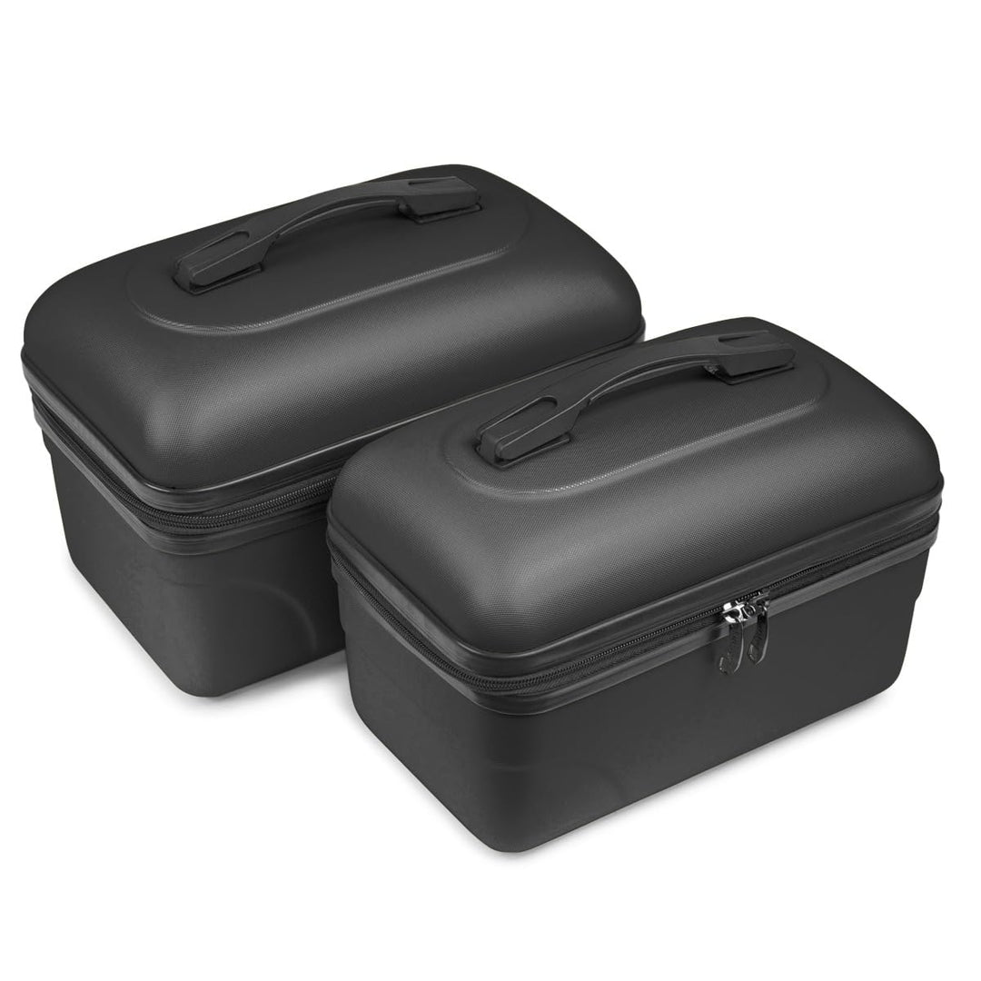 2er-Set Grosse starre Waschtisch-ABS-Schale - Kulturbeutel/Make-up-Etui 35 cm Schwarz, Schwarz