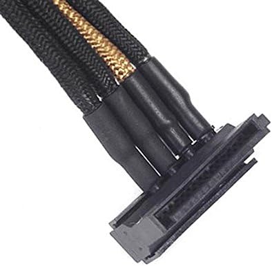 SilverStone SST-PP07-BTSBG - Netzteilverlängerungskabel 30cm Molex auf 4x SATA, schwarz/gold, SST-PP