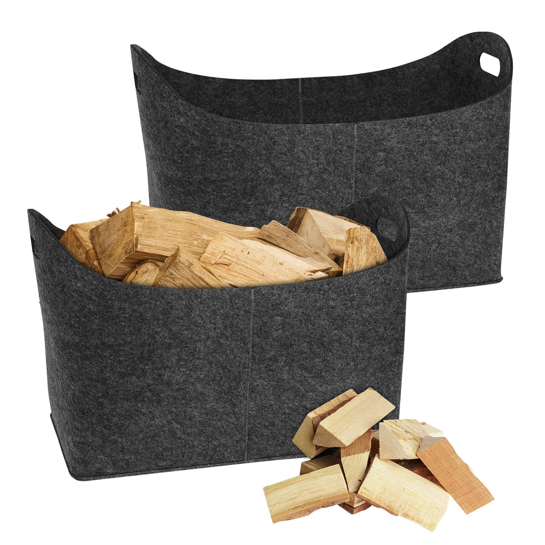 XMTECH 4 Stück Filztaschen Kaminholztasche Filz, Faltbar Kaminholzkorb Filztasche Shopper mit Verstä