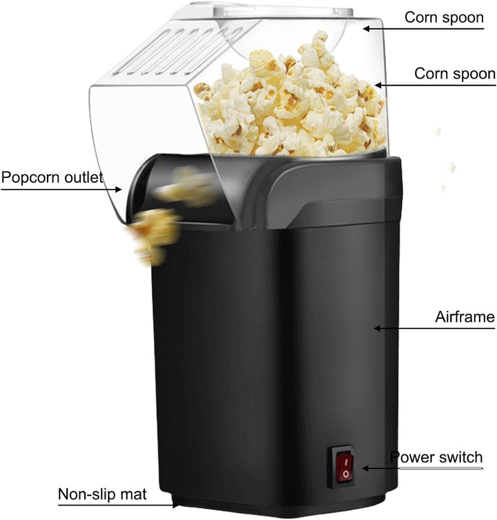 Popcornmaschine 1200w, Heissluft-Popcornmaschine Mit Messbecher Für Zuhause, Schnelles Popcorn in 2