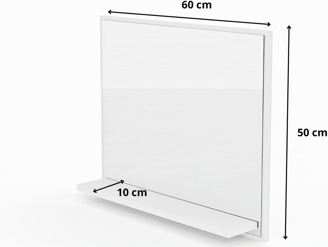 HAJDUK FURNITURE Badspiegel mit Ablage Weiss - H:50 x B: 60 cm - Bathroom Mirror - Moderner Badezimm