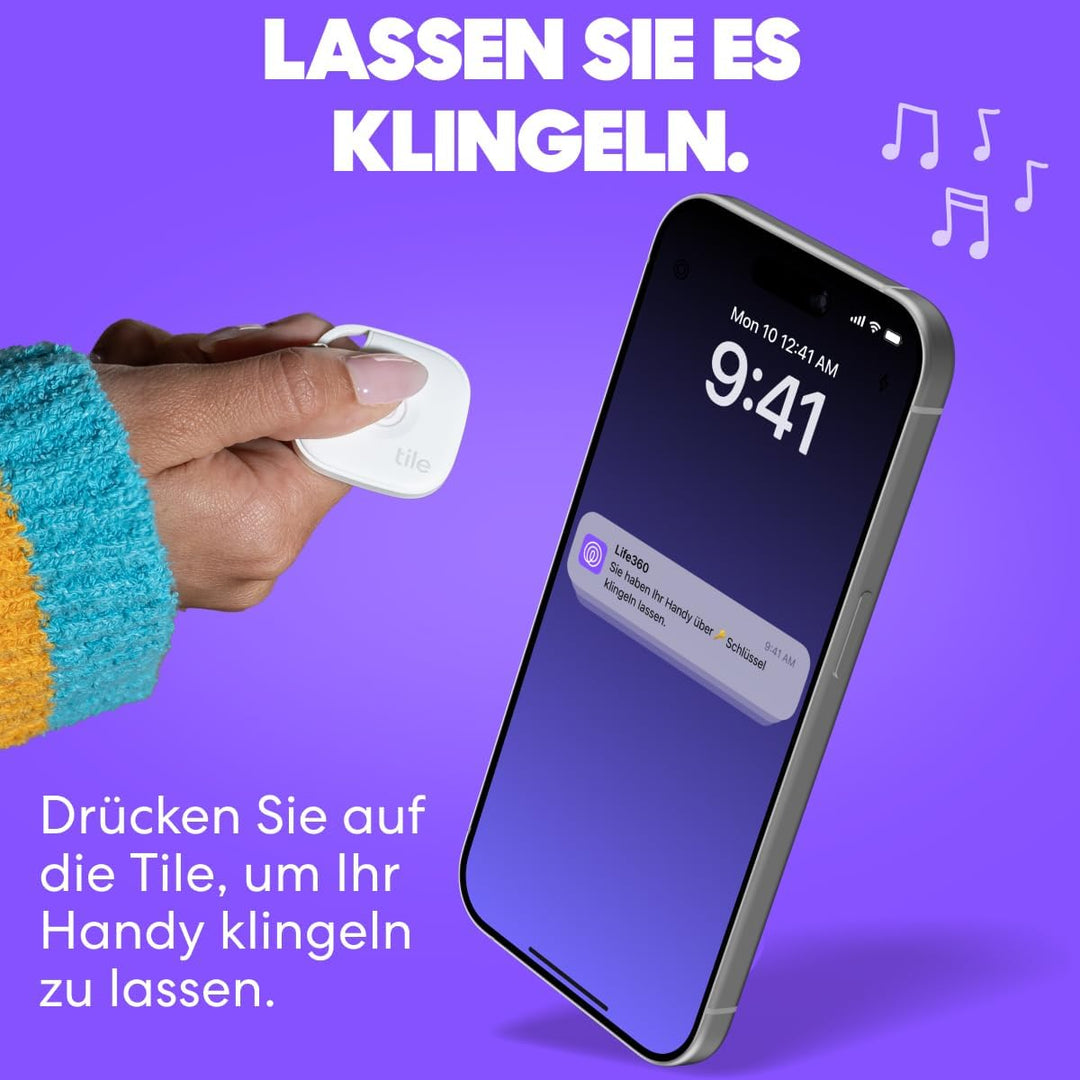 Tile by Life360 Mate (2024) – Bluetooth-Tracker, Schlüssel- und Gegenstandsfinder für Schlüssel, Tas