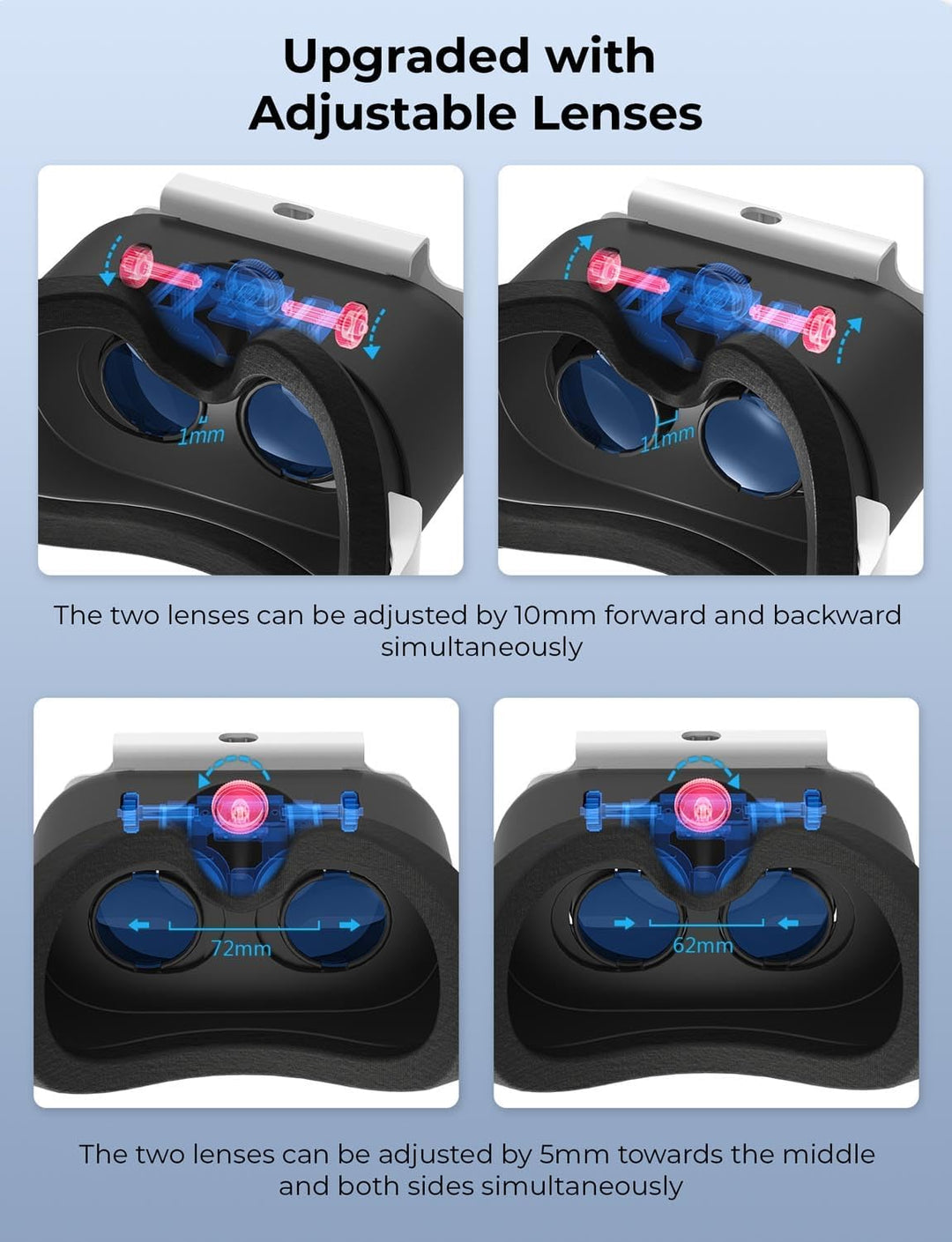 DEVASO VR Brille für Nintendo Switch/Switch OLED mit einstellbaren HD-Linsen, 3D VR (Virtual Reality