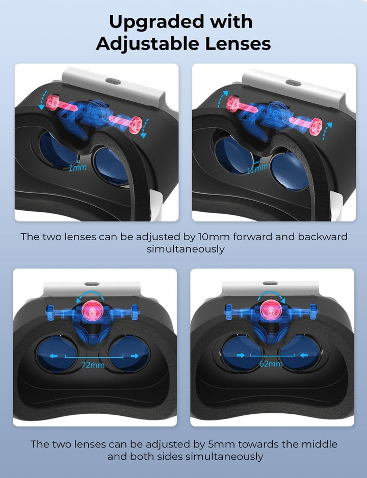 DEVASO VR Brille für Nintendo Switch/Switch OLED mit einstellbaren HD-Linsen, 3D VR (Virtual Reality
