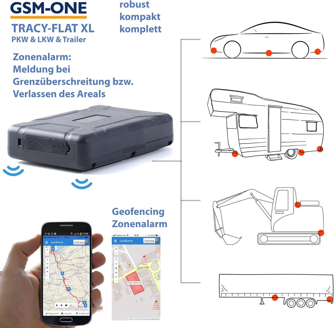 Tracy-XL SOFORTSTARTPAKET: Langzeit GPS Tracker 10000 mA, mit starkem Magneten, STARTPAKET komplett