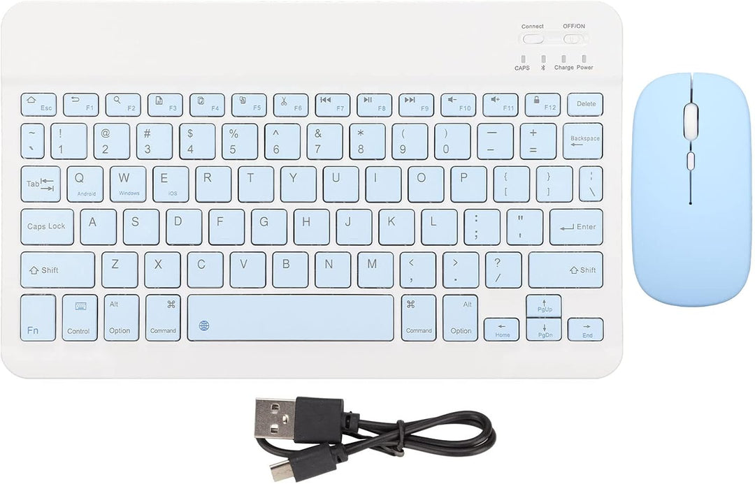 Kabellose Tastatur und Maus, 10 Zoll Bluetooth Tastatur Set, USB Aufladung, Ultradünne, Leise, Kabel
