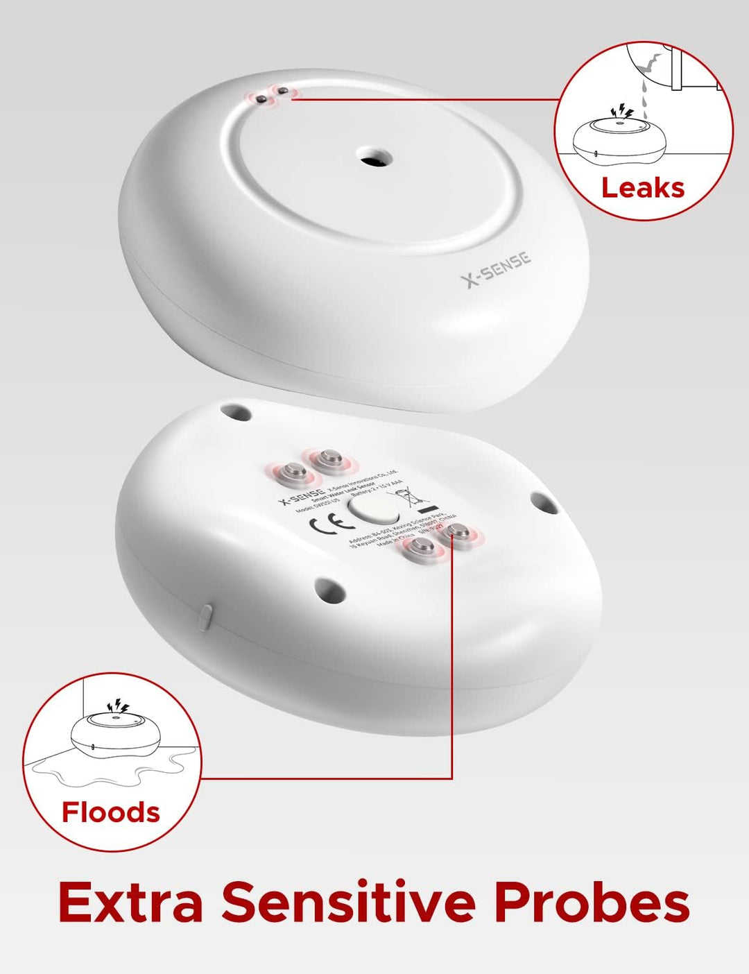 X-Sense Smart Wassermelder mit Batterie, WLAN Wassersensor & Smartwares FGA-13041 Kohlenmonoxid-Meld