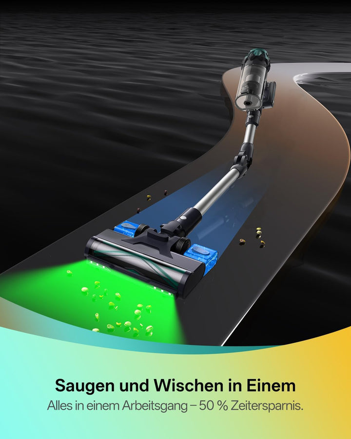Vexilar V15Max Akku Staubsauger mit Wischfunktion, 60KPa/ 600W/60Min Staubsauger Kabellos, Knickrohr