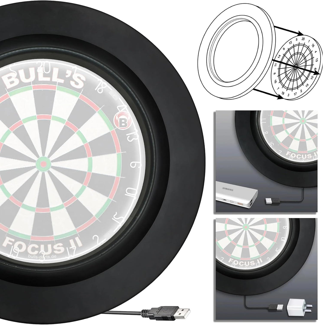 BULL'S Dart Lightning LED PU Surround Dartboard Light Dartboard Beleuchtung Dartscheiben Licht Kombi