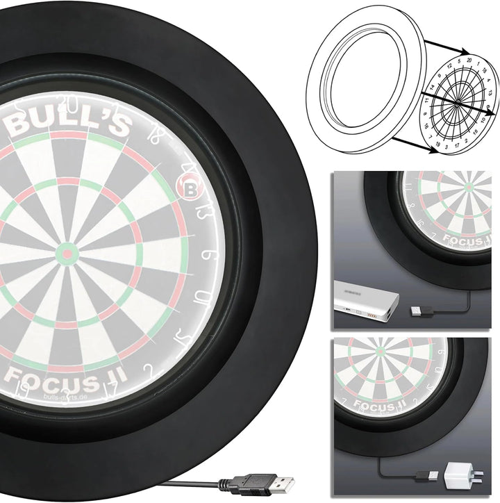 BULL'S Dart Lightning LED PU Surround Dartboard Light Dartboard Beleuchtung Dartscheiben Licht Kombi
