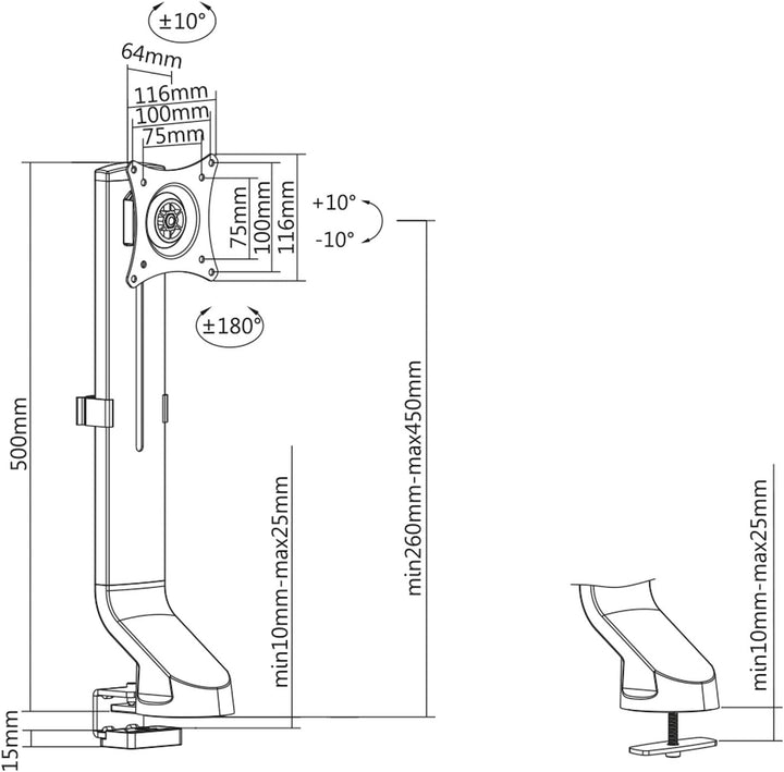 VALUE LCD-Monitorhalterung, geringer Platzbedarf
