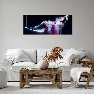 Panorama Bilder auf Leinwand 100x40cm Leinwandbild Frau Geheimnis Kleid elegant Gross Wanddeko Bild