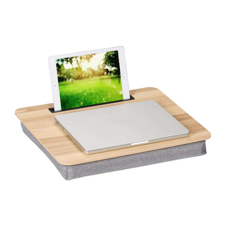 Relaxdays Laptopkissen mit Handyhalter, BxT: 46 x 35 cm, Laptopunterlage für Bett & Sofa, Laptop Kni