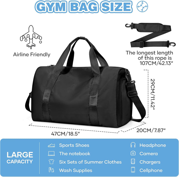 Sport Duffel Bag Damen, Sporttasche mit Nassfach & Schuhfach Reise Duffel Bags Übernachtungstasche L