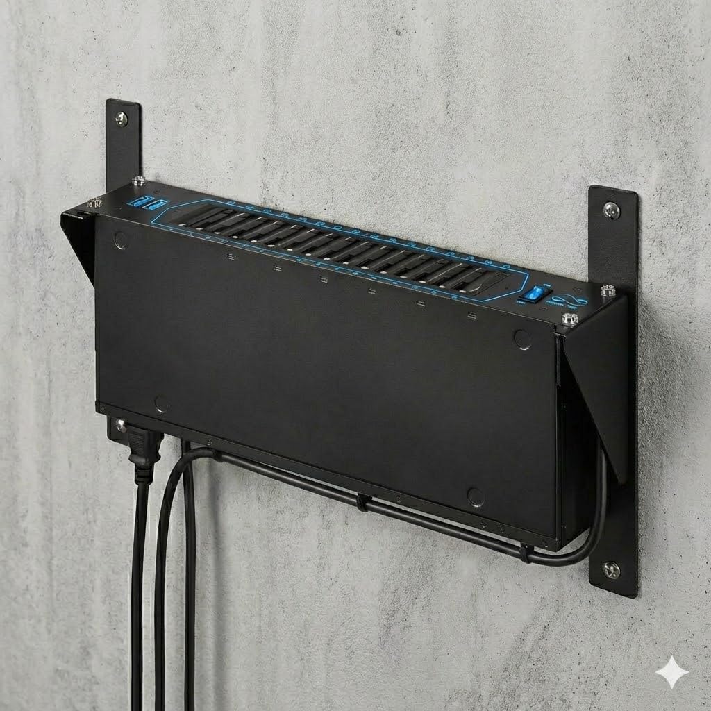 Infitronic - INUWH3STL - 19 Zoll Stahl Rack Halterung Wandhalterung Untertischhalter vertikal Wandve