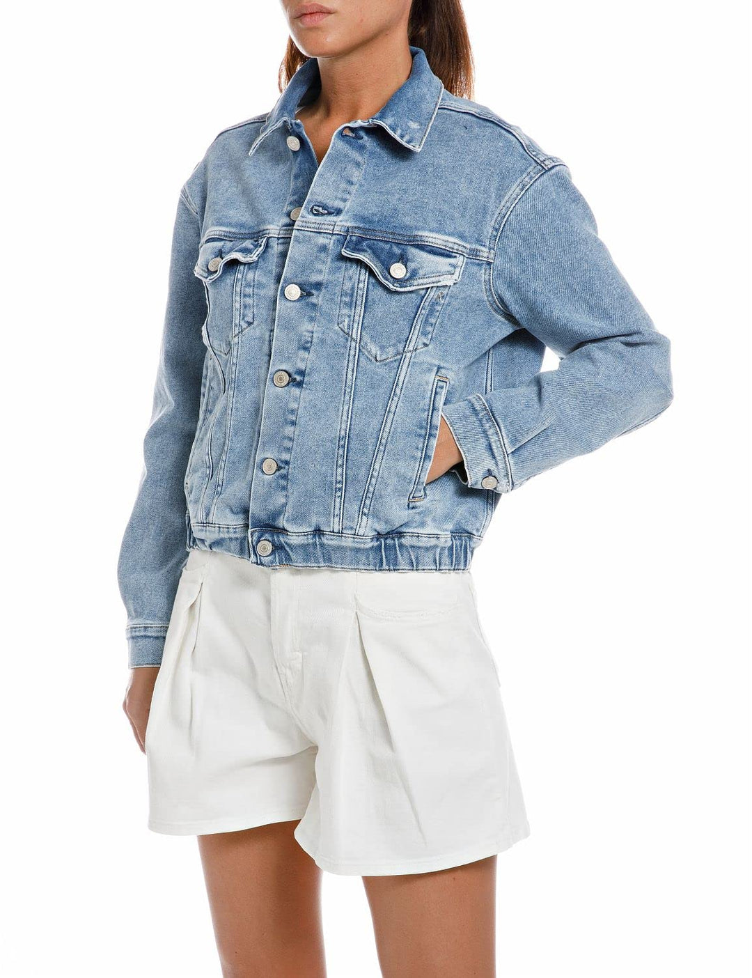 Replay Damen Jeansjacke XS 009 MEDIUM BLUE, XS 009 MEDIUM BLUE