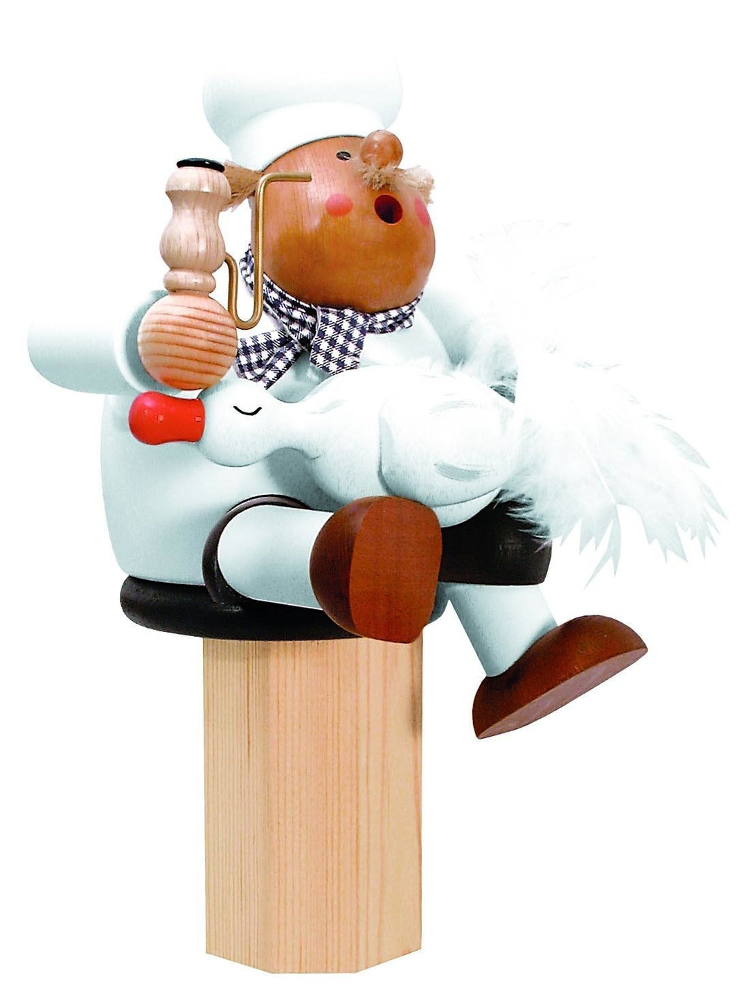 KWO Olbernhau 21590 Räuchermännchen Kantenhocker Koch mit Gans, 17 cm