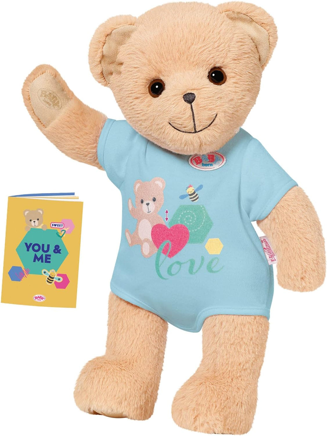 BABY born Bär,Teddy Kuscheltier mit blauem Strampler und beweglichen Armen und Beinen, 835593 Zapf C