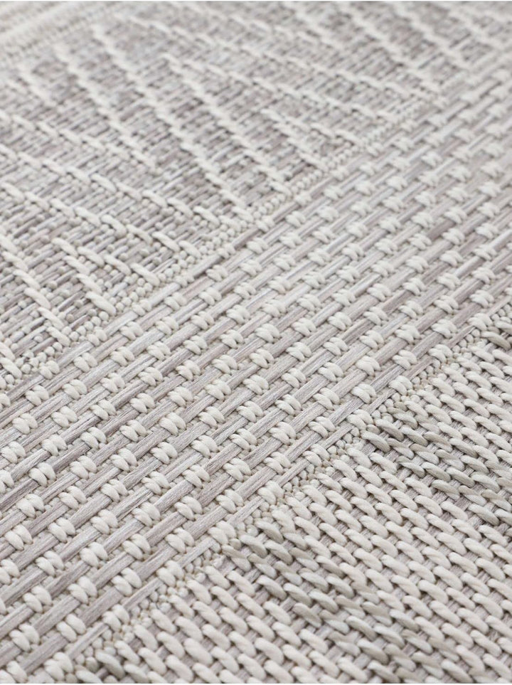 carpetfine In- und Outdoor Teppich Boho Rund Beige Flachgewebeteppich Ø 120 cm | Moderner Teppich We