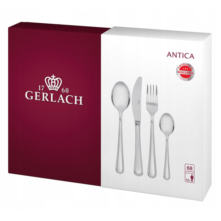 Gerlach Antica Besteck-Set 12 Personen Spülmaschinenfest Essbesteck Edelstahl Elegantes Besteck Mess