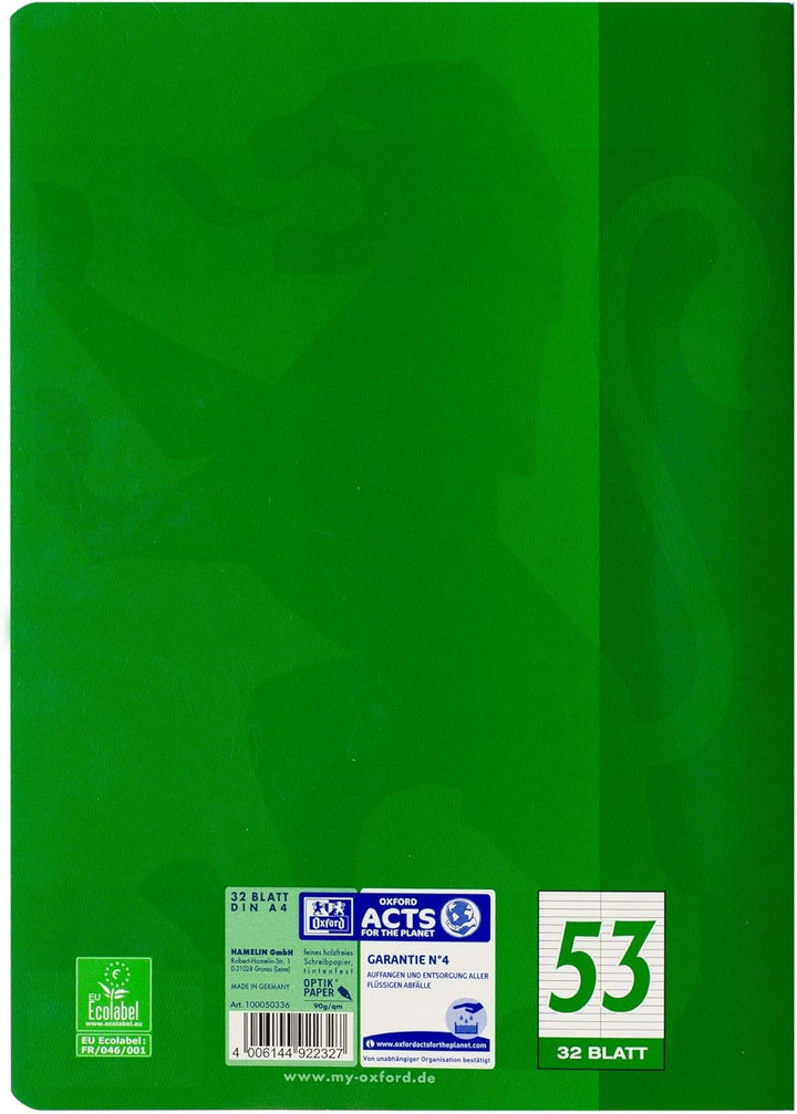 Oxford Vokabelheft, A4, Lin. 53 (2 Spalten), 32 Blatt, rot und grün, 10 Stück Single, Single