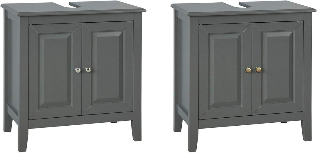 SoBuy FRG202-DG Waschbeckenunterschrank Badmöbel Badschrank Waschtisch Unterschrank Dunkelgrau BHT c
