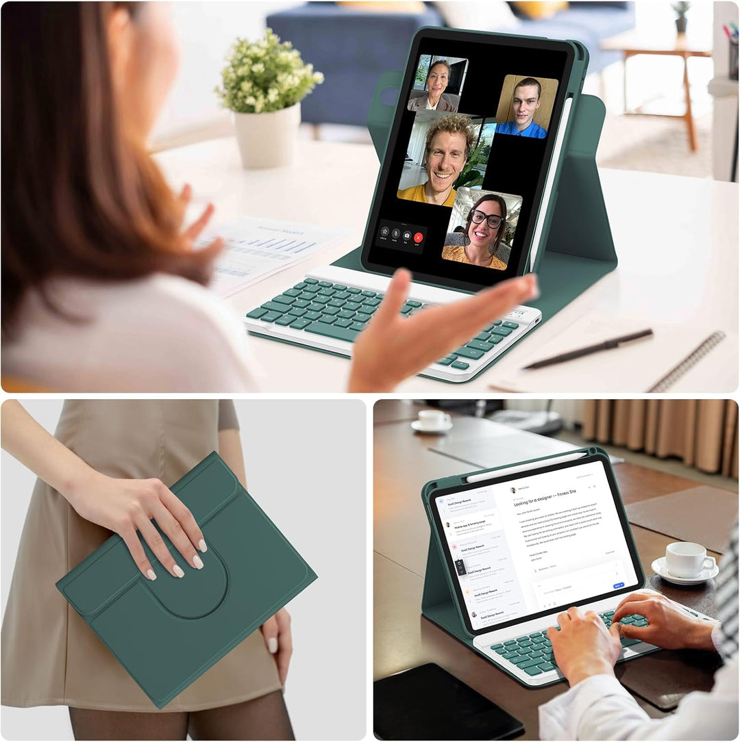 Bettdow für iPad 10.Generation 2022 Tastatur Hülle, Hoch-/Querformat Verwenden, QWERTZ Layout Abnehm