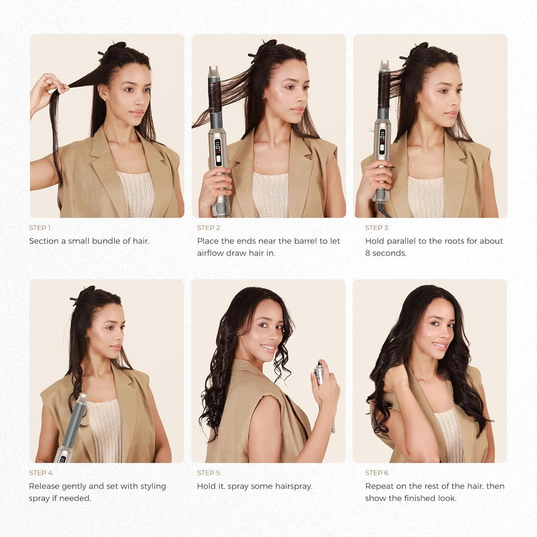 UKLISS Airstyler 6 in 1 mit LCD-Display, Hairstyler &amp; Haarstyler Set mit Hair Dryer, Rundbürstenföhn
