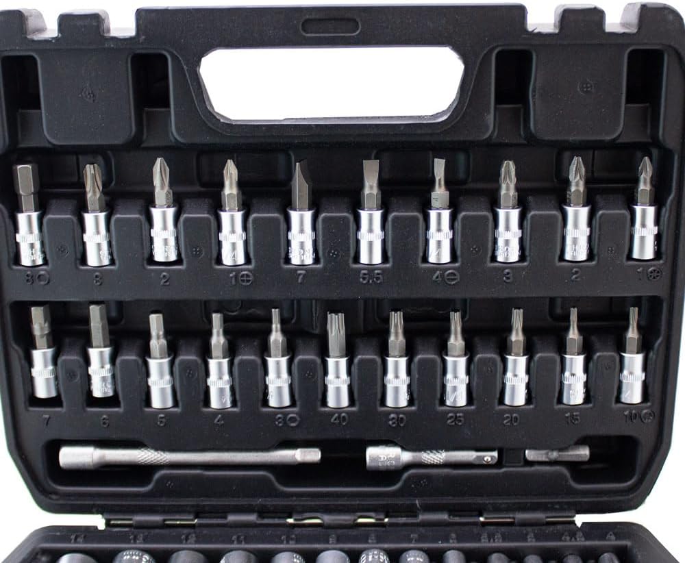 BITUXX® Werkzeugkoffer 53 tlg Werkzeug Knarrenkasten 1/4" Ratschenkasten Nusskasten Stecknuss Umfang