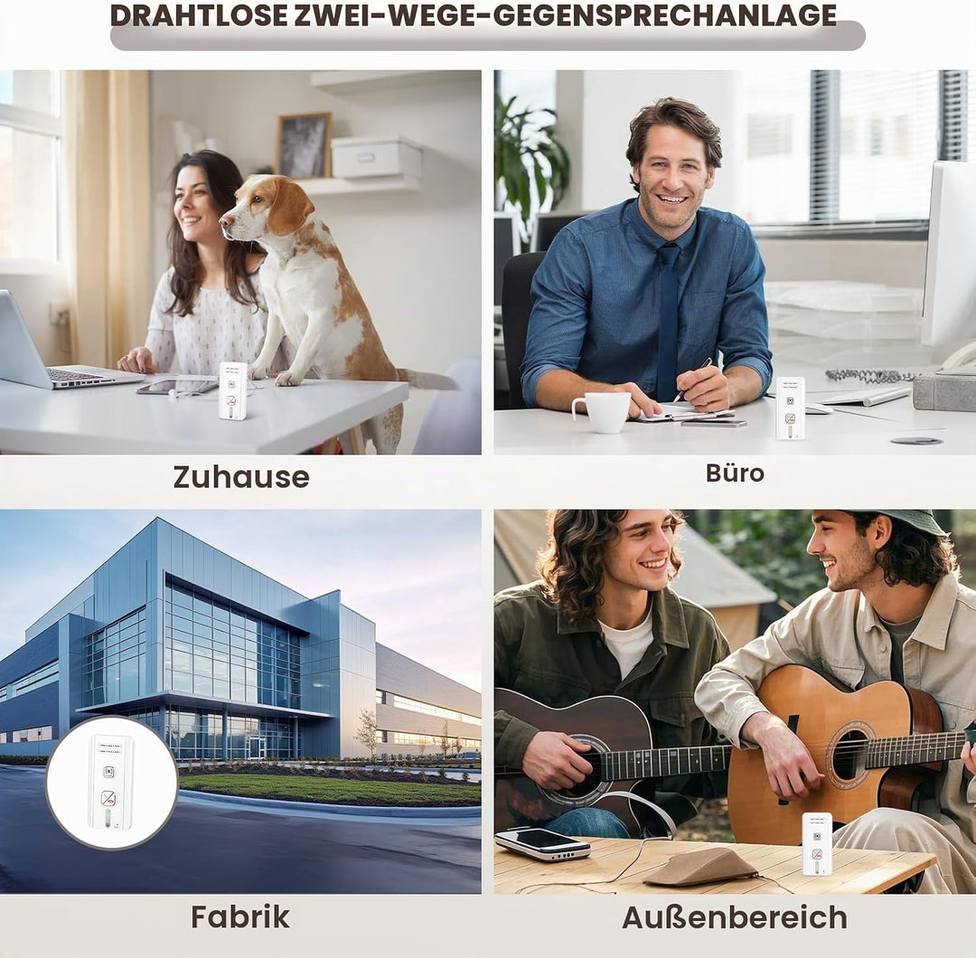Gegensprechanlage Funk Kabellos, 2-Wege-Gegensprechanlage, Kabelloses Intercom-System für Zuhause, 5