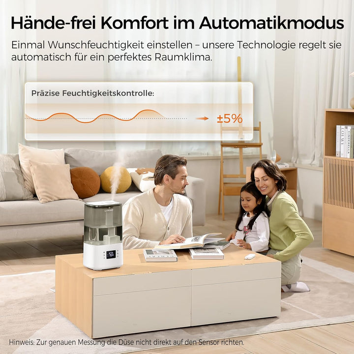 6L Luxaid Warm- und Kaltnebel Luftbefeuchter Schlafzimmer Grosse Räume mit Fernbedienung & Hygrostat