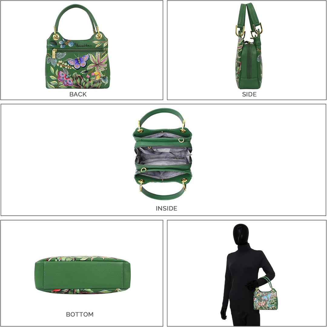 Anuschka Damen Satchel with Crossbody Strap-708 Tasche Einheitsgrösse Dancing Leaves, Einheitsgrösse